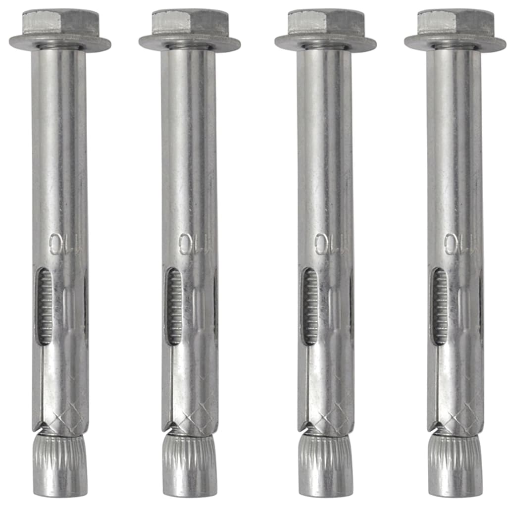 Set of four durable metal anchors for secure fastening in construction and DIY projects. Ideal for heavy-duty applications.