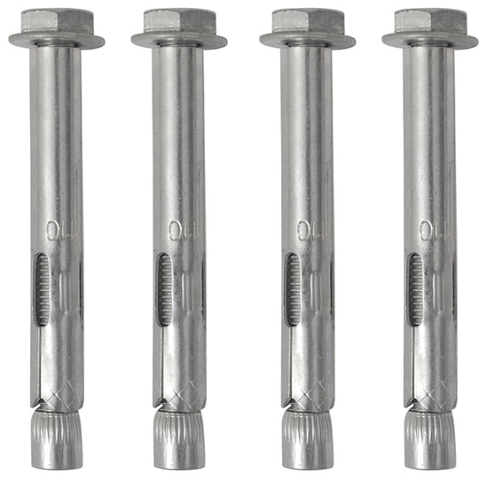 Set of four durable metal anchors for secure fastening in construction and DIY projects. Ideal for heavy-duty applications.