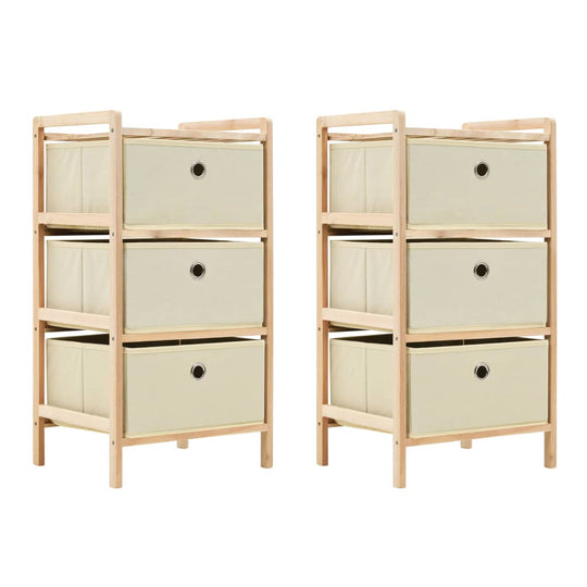 Storage Racks with 3 Fabric Baskets 2 pcs Cedar Wood , Furniture -> Cabinets & Storage -> Storage Cabinets & Lockers , Cabinets & Storage -,Durable,eligant,Furniture -,Home & Garden -,Modern Design,new-305021,Storage Cabinets & Lockers