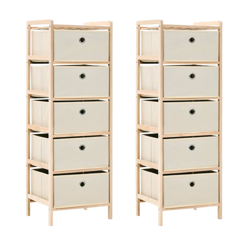 Storage Racks with 5 Fabric Baskets 2 pcs Cedar Wood , Furniture -> Cabinets & Storage -> Storage Cabinets & Lockers , baige,Cabinets & Storage -,Decor -,Durable,eligant,Furniture -,Home & Garden -,Home Decor,Interior Design,Modern Design,new-305021,Rack,