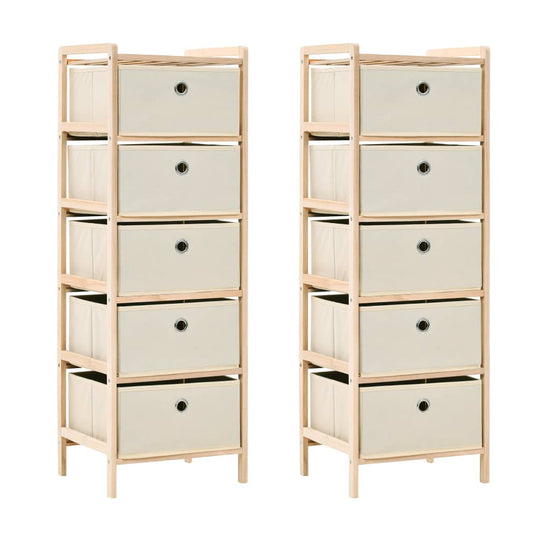 Storage Racks with 5 Fabric Baskets 2 pcs Cedar Wood , Furniture -> Cabinets & Storage -> Storage Cabinets & Lockers , baige,Cabinets & Storage -,Decor -,Durable,eligant,Furniture -,Home & Garden -,Home Decor,Interior Design,Modern Design,new-305021,Rack,