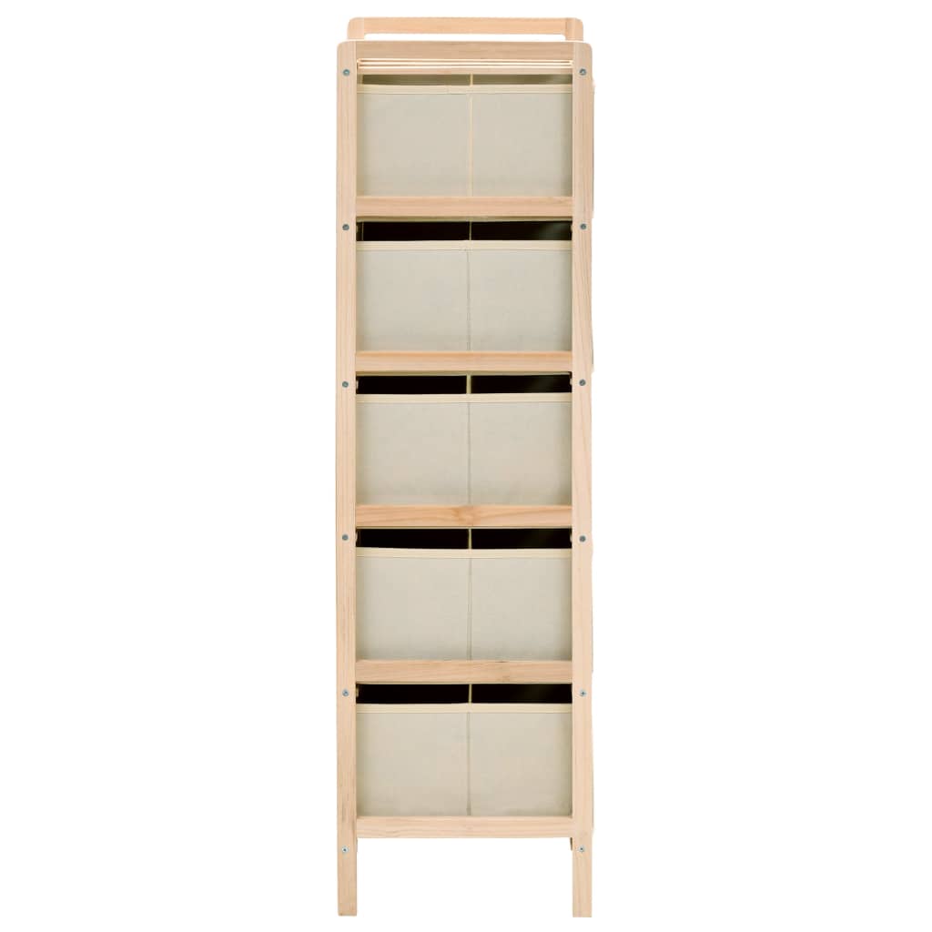 Storage Racks with 5 Fabric Baskets 2 pcs Cedar Wood , Furniture -> Cabinets & Storage -> Storage Cabinets & Lockers , baige,Cabinets & Storage -,Decor -,Durable,eligant,Furniture -,Home & Garden -,Home Decor,Interior Design,Modern Design,new-305021,Rack,