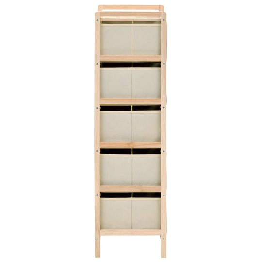 Storage Racks with 5 Fabric Baskets 2 pcs Cedar Wood , Furniture -> Cabinets & Storage -> Storage Cabinets & Lockers , baige,Cabinets & Storage -,Decor -,Durable,eligant,Furniture -,Home & Garden -,Home Decor,Interior Design,Modern Design,new-305021,Rack,