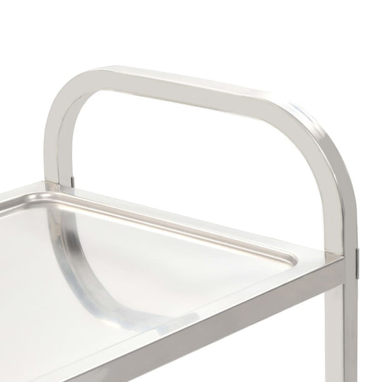 3-Tier Kitchen Trolley 96.5x55x90 cm Stainless Steel handle detail highlighting sturdy design