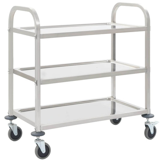 Kitchen Trolley 3-Tier 95x45x83.5 cm Stainless Steel