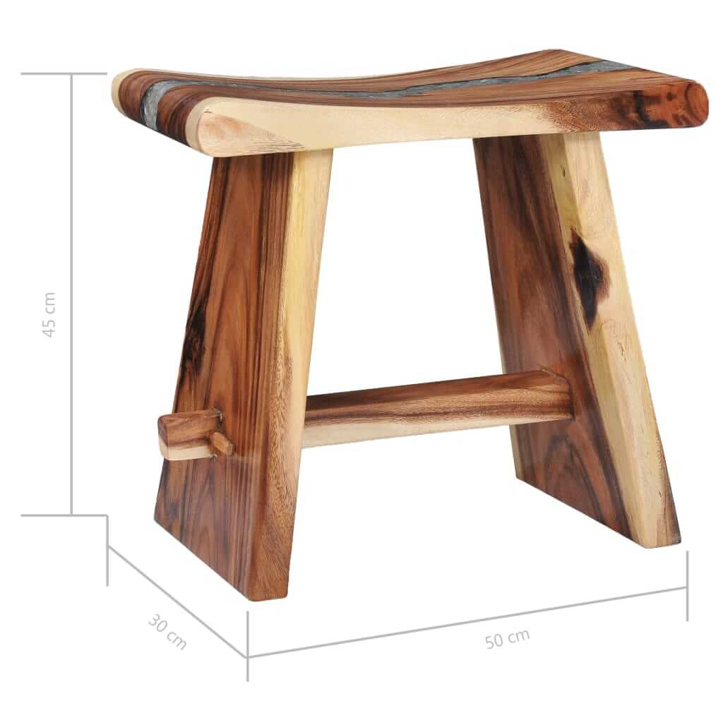 Solid suar wood stool with polyresin, perfect for outdoor furniture or home decor in living rooms and patios.