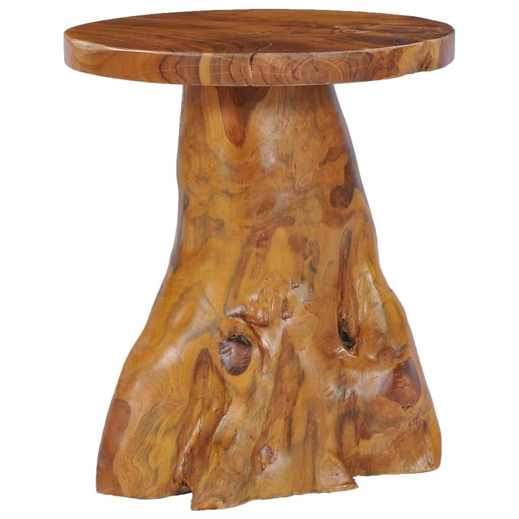Coffee Table 40x40 cm Solid Teak Wood with a unique round top and root base for rustic decor.