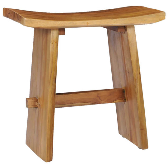 Solid teak wood stool, perfect for outdoor furniture and home use in living rooms, bathrooms, or bedrooms.