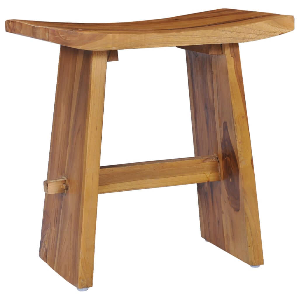 Solid teak wood stool with a sleek design, perfect for outdoor and indoor home decor and versatile use.