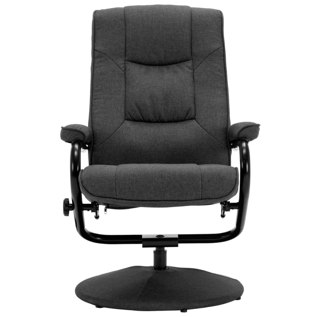 Dark grey recliner chair with footrest, designed for comfort and style, ideal for living rooms or outdoor furniture settings.