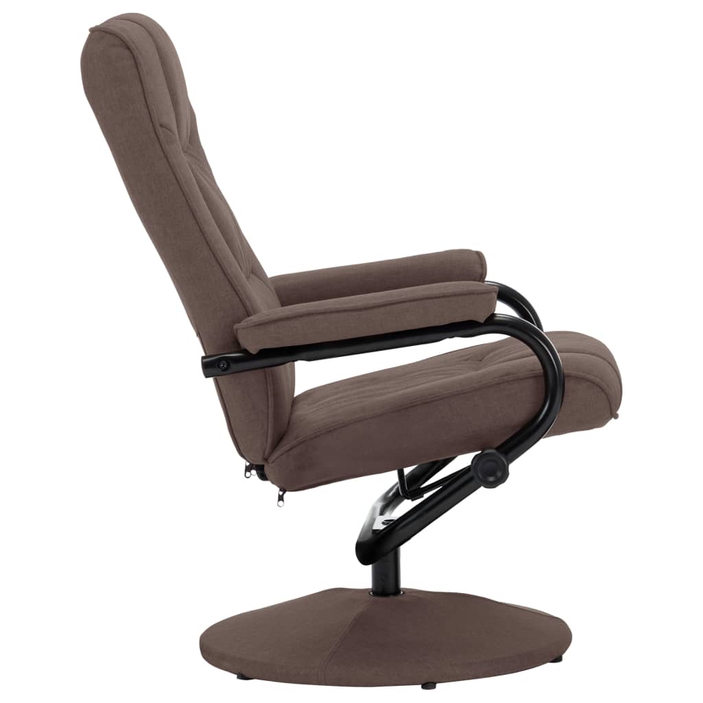 Recliner chair with footrest in brown fabric, showcasing side view and ergonomic design for ultimate comfort.