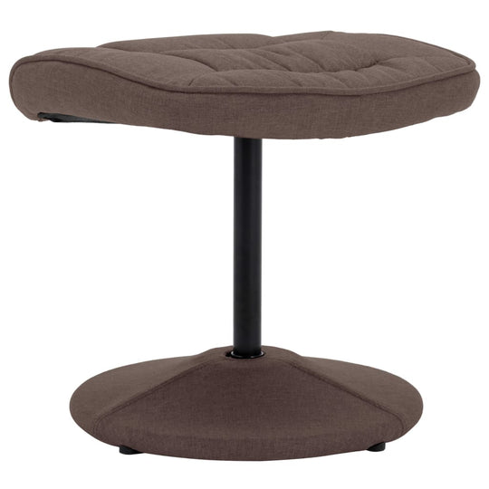 Brown fabric footrest with padded top and sturdy black metal base, ideal for added comfort with recliner chairs.