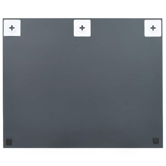 Rectangular dark gray wall mirror back with mounting clips and rubber pads for stability. Perfect for home decor.