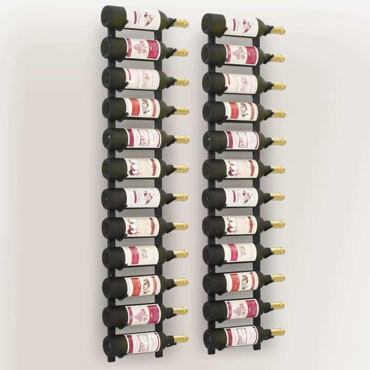 Wall Mounted Wine Racks for 12 Bottles 2 pcs  Iron showcasing 24 bottles in a stylish design for modern decor.