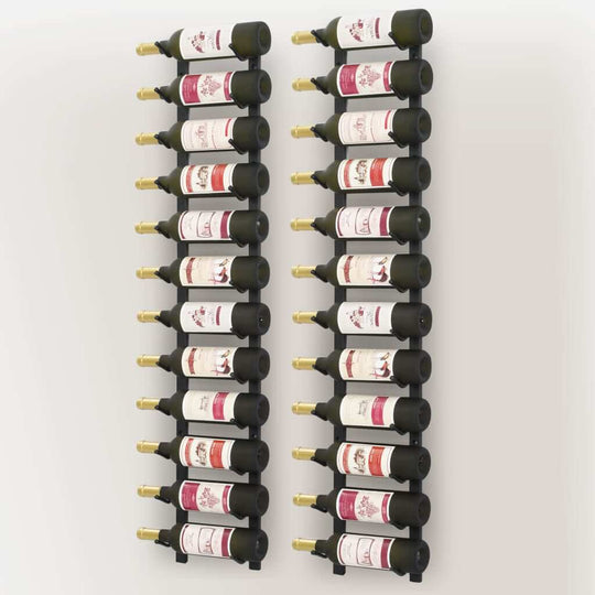 Wall Mounted Wine Racks for 12 Bottles 2 pcs Iron displaying 24 bottles of wine in a stylish arrangement.