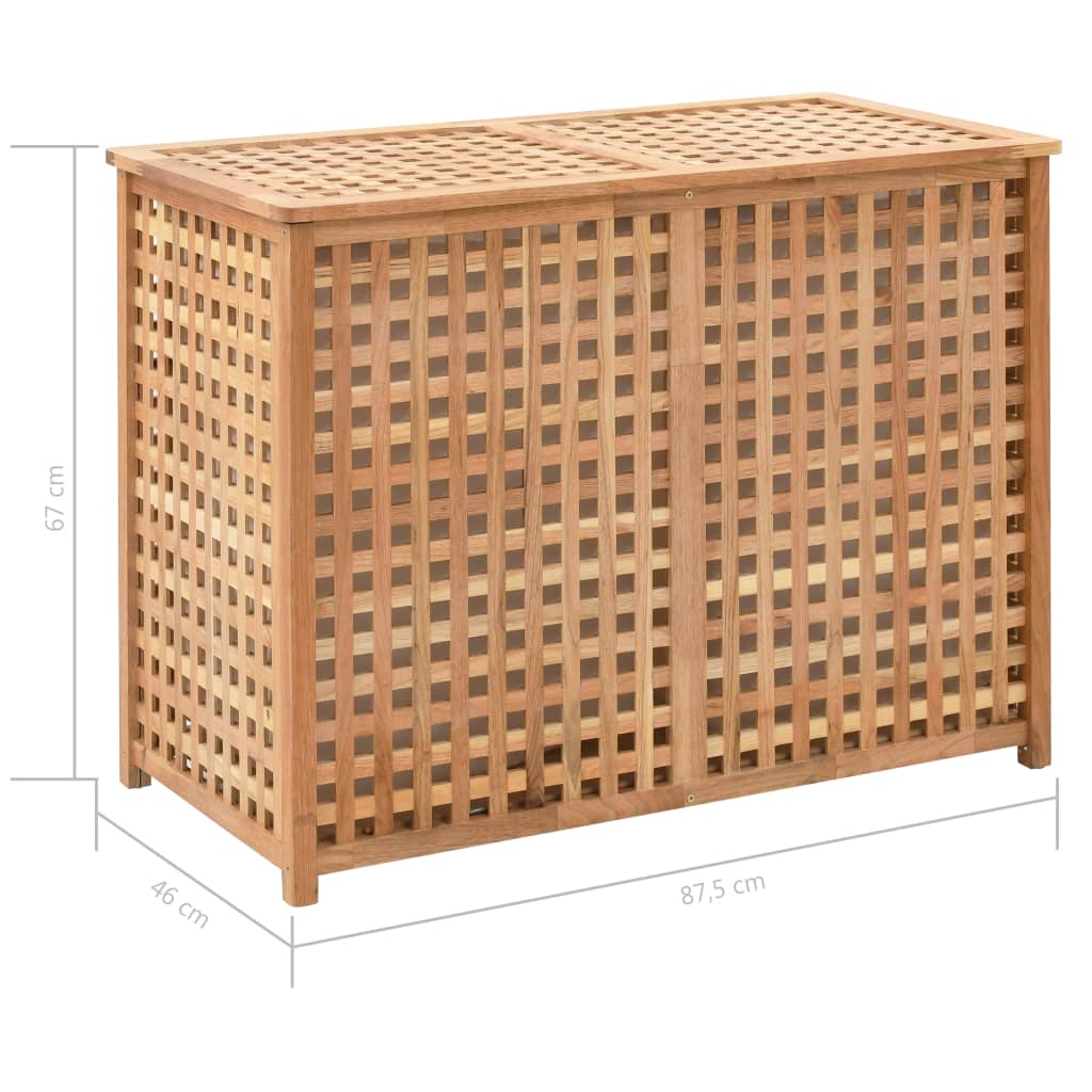 Wooden laundry bin with lattice design, 87.5x46x67 cm, ideal for bathroom or bedroom storage, stylish and ventilated furniture.