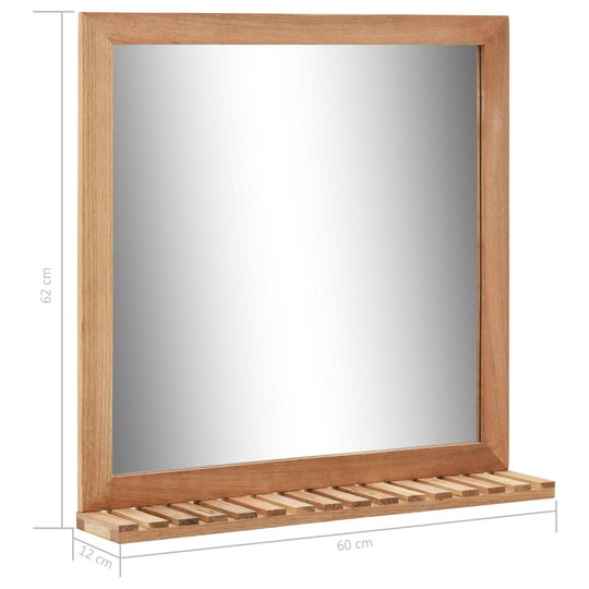 Bathroom Mirror 60x12x62 cm  Solid Walnut Wood