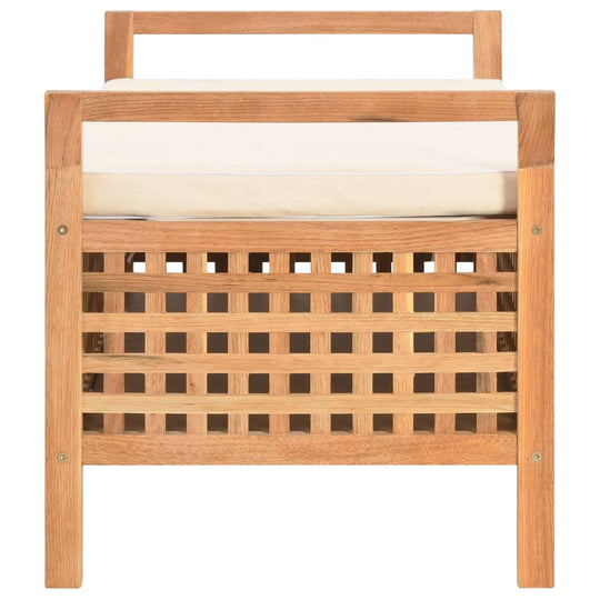 Storage Bench 93x49x49 cm Solid Walnut Wood with cushion and lattice design for stylish storage.