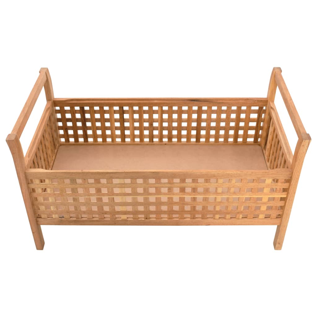 Storage Bench 93x49x49 cm Solid Walnut Wood with lattice design and spacious storage compartment.