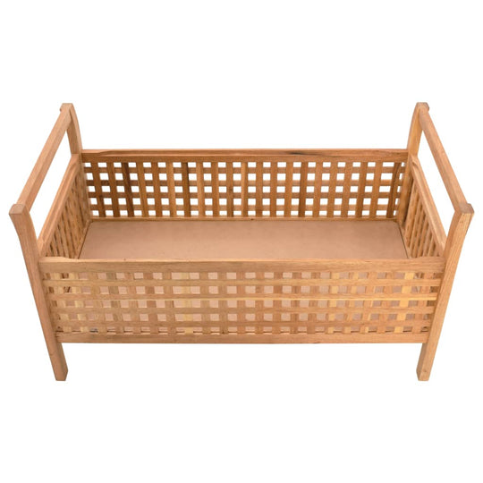 Storage Bench 93x49x49 cm Solid Walnut Wood with lattice design and spacious storage compartment.