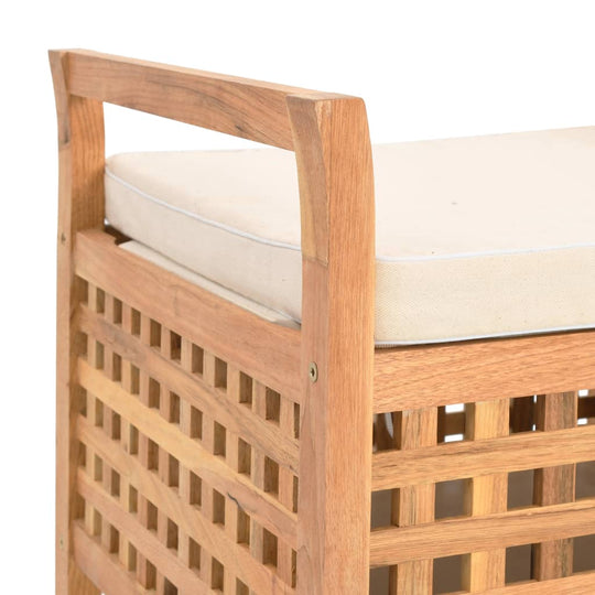 Storage Bench 93x49x49 cm Solid Walnut Wood with cushion and lattice design for stylish storage.