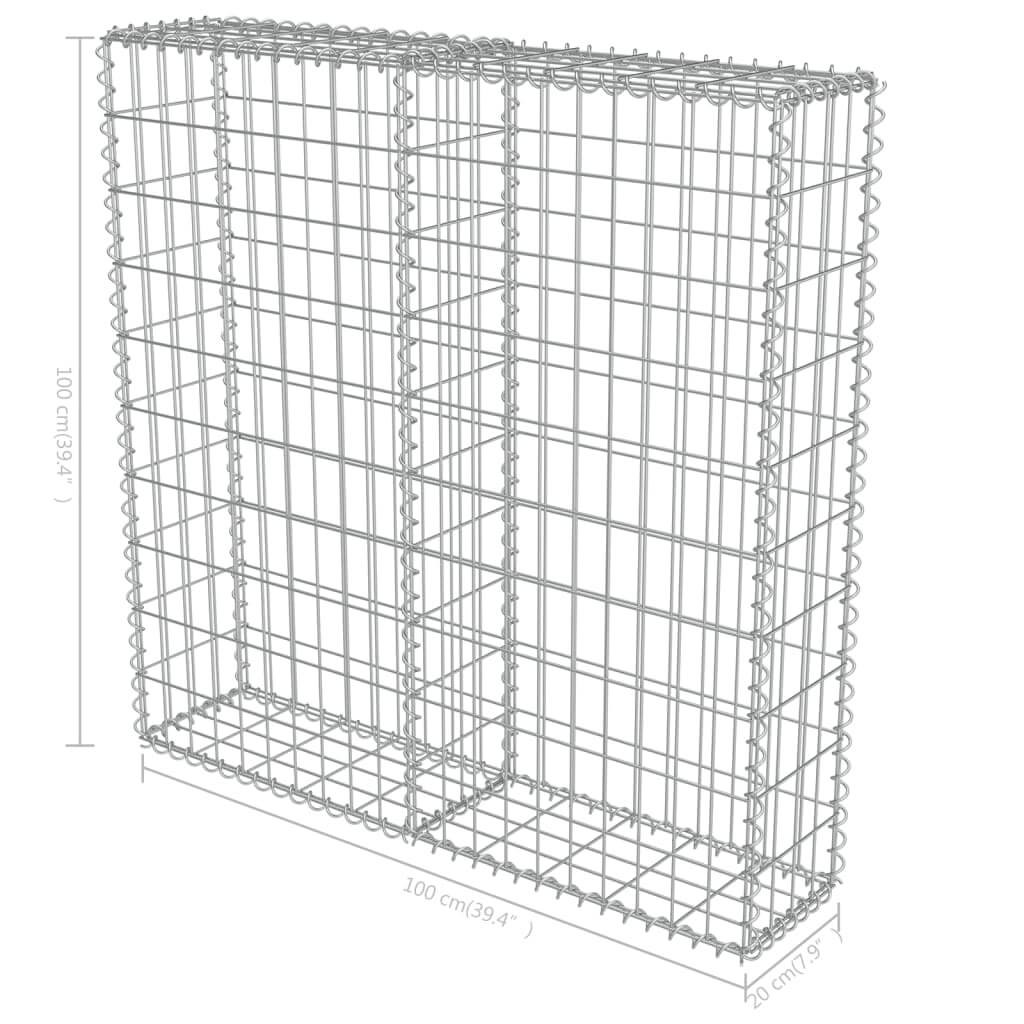 Galvanised steel gabion wall basket 100x20x100 cm for outdoor landscaping and retaining wall construction.