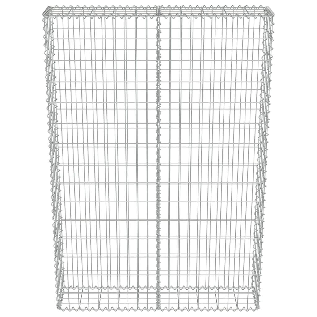 Galvanised steel gabion wall ready for filling, ideal for strong retaining walls in landscape design.