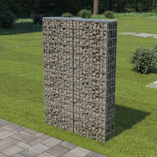 Gabion wall made of galvanised steel, filled with rocks, ideal for landscaping and stability in outdoor settings.