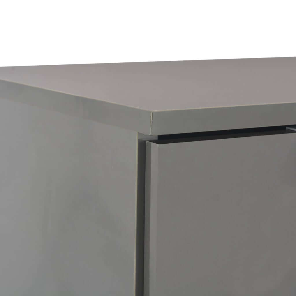 Close-up of the high gloss grey sideboard top, showcasing its sleek design and premium finish.