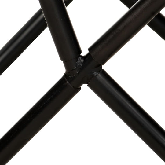 Butterfly Chair – Real Leather & Canvas Lounge Seat metal frame detail showing cross-section of structure.
