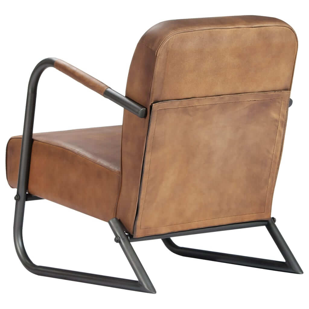 Light real leather armchair with metal frame, perfect for home and garden furniture, patio or balcony, enhancing outdoor living space.