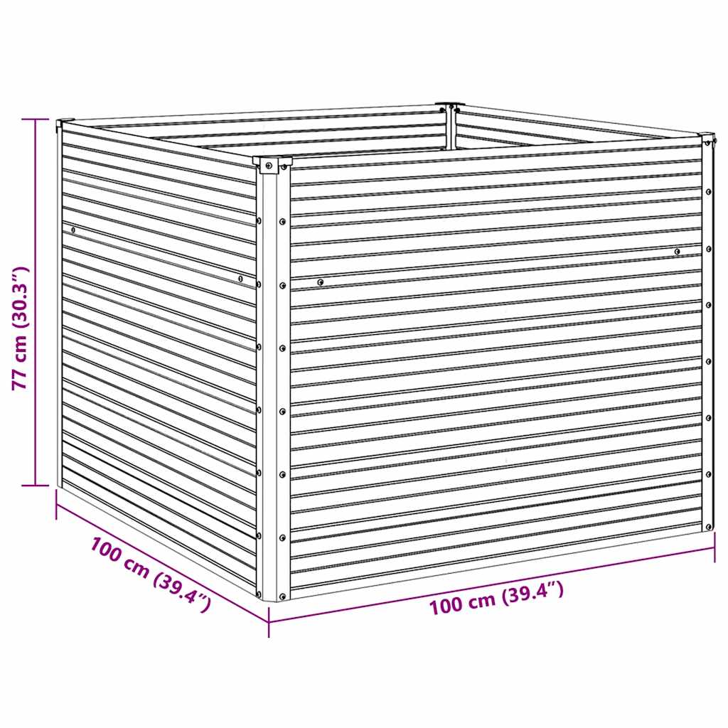 Raised Garden Bed  100x100x77 cm Galvanised Steel