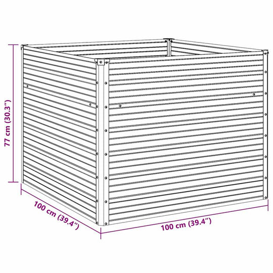 Raised Garden Bed  100x100x77 cm Galvanised Steel