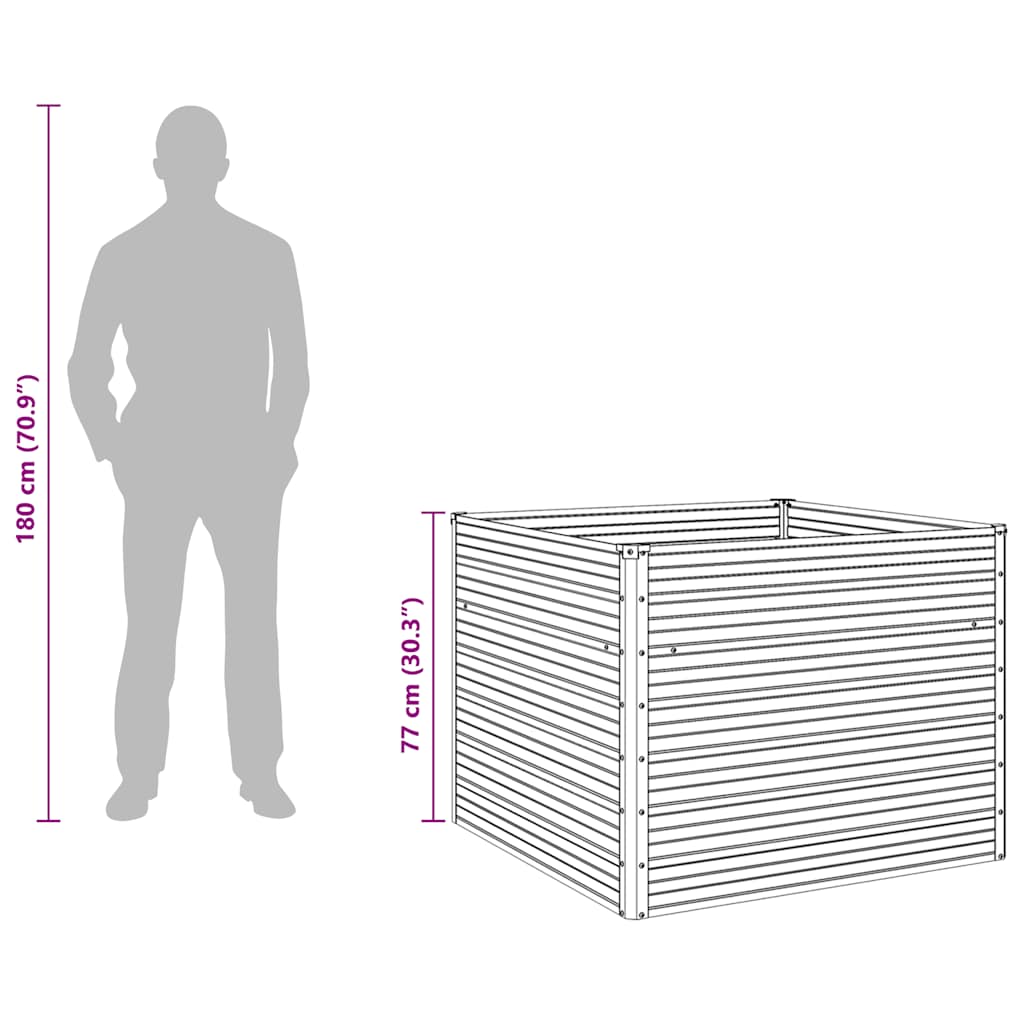 Raised Garden Bed  100x100x77 cm Galvanised Steel