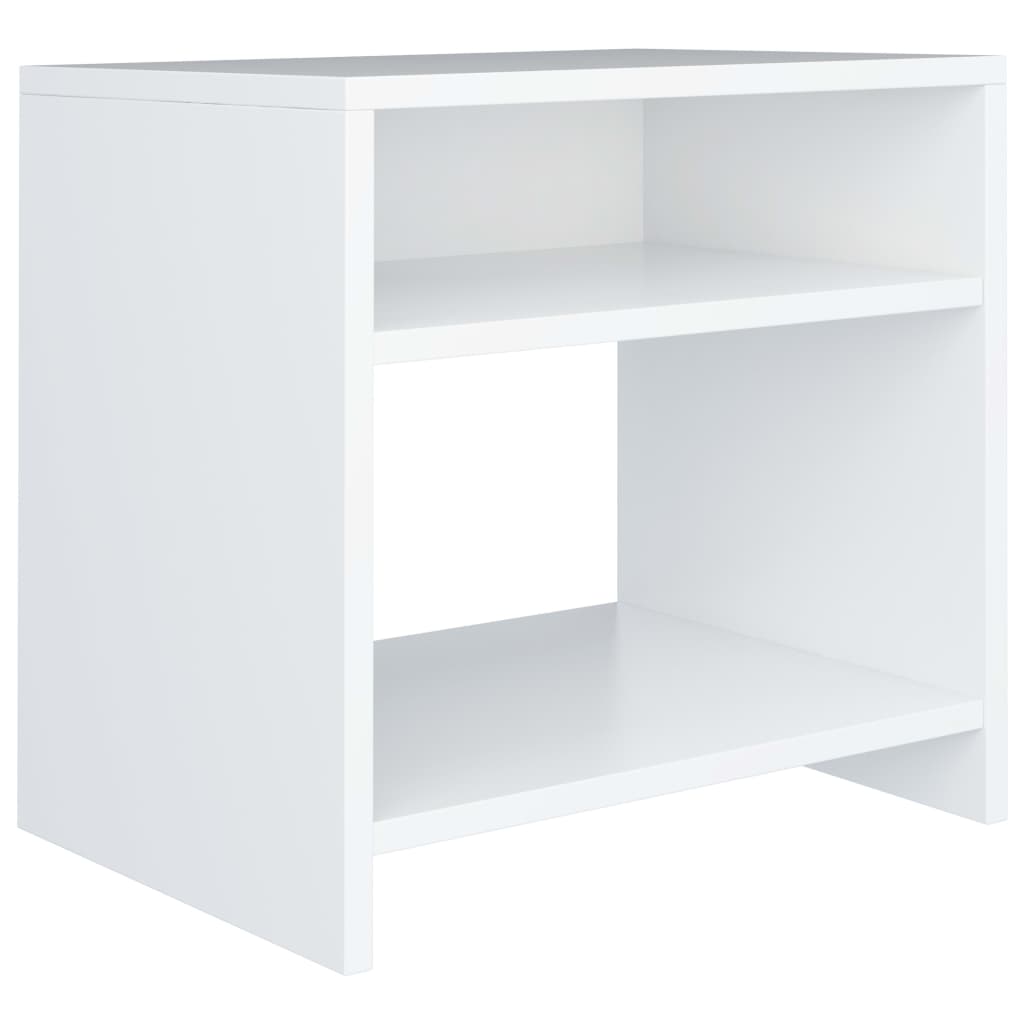 White bedside cabinet made of engineered wood with an open compartment and shelf, 40x30x40 cm.