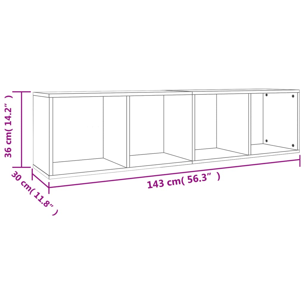 Dimensions of Sonoma Oak book cabinet with 4 compartments, measuring 36x30x143 cm in engineered wood for stylish storage.