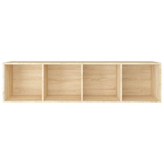 Book cabinet with four compartments in Sonoma Oak engineered wood, ideal for organizing books and multimedia devices.