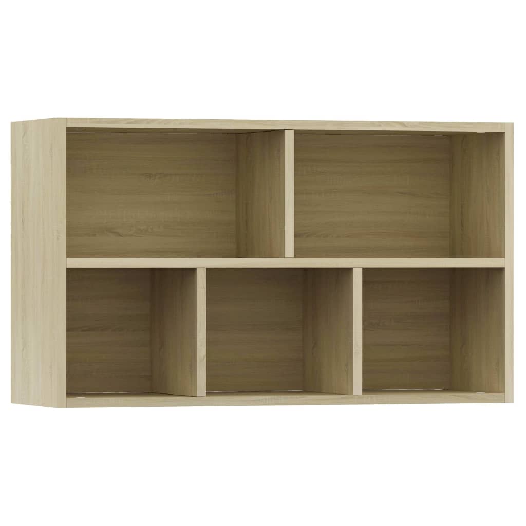 Book cabinet in Sonoma Oak finish featuring 5 compartments for organized storage of books and multimedia items.