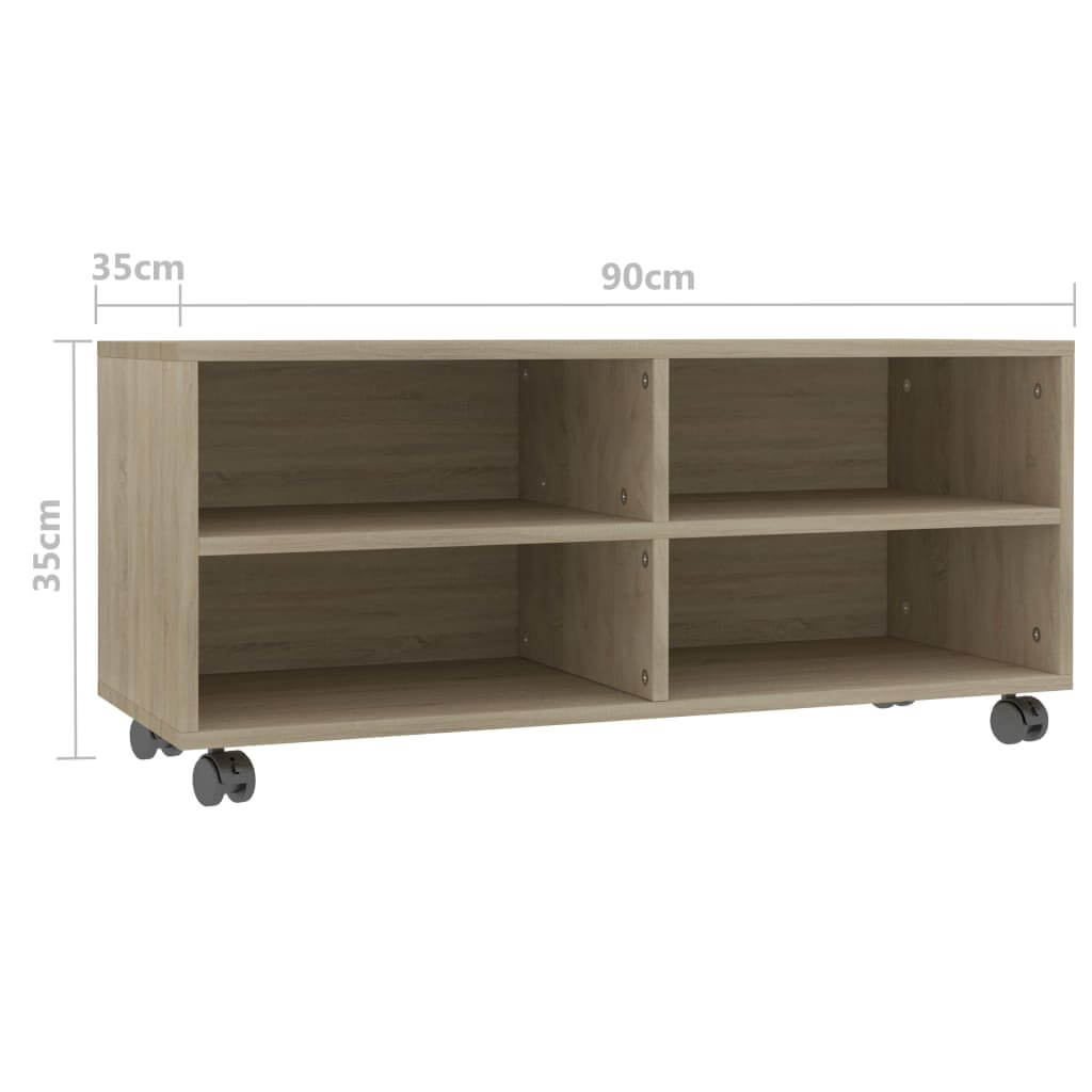 TV Cabinet with Castors Sonoma Oak 90x35x35 cm Engineered Wood , Furniture -> Entertainment Centers & TV Stands