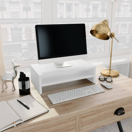 Monitor Stand White 42x24x13 cm Engineered Wood