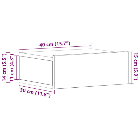 طاولة جانبية عائمة من خشب البلوط سونوما 40x30x15 سم من الخشب الهندسي