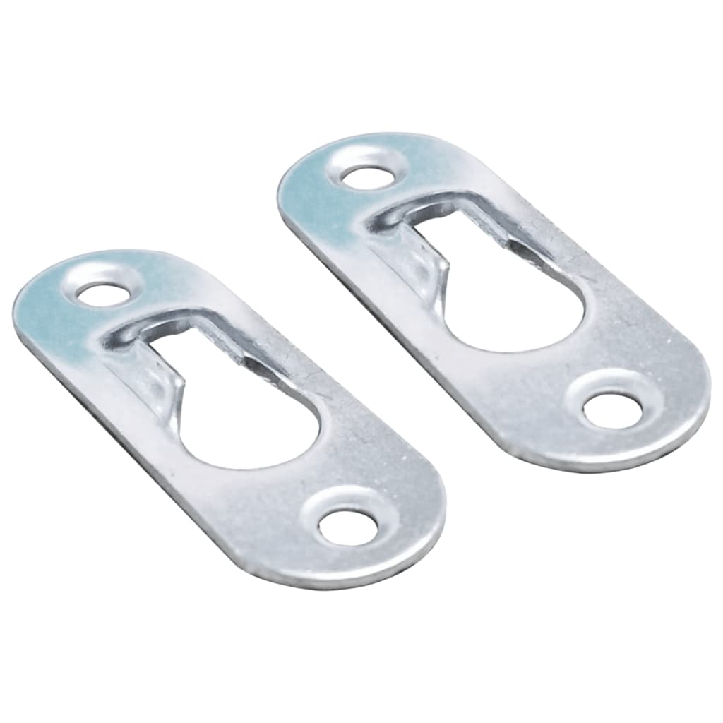 Pair of metal wall mounting brackets for secure installation of furniture and shelves.