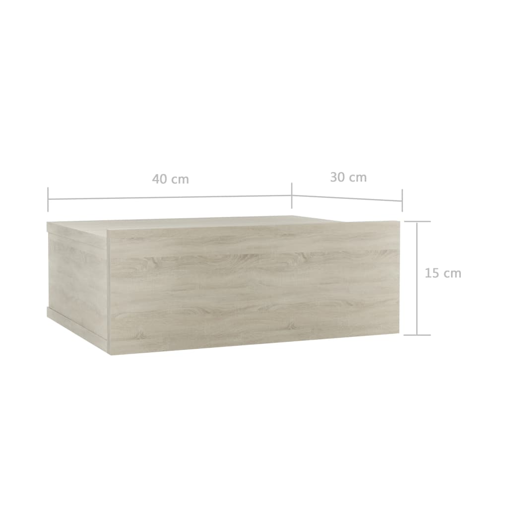 Floating nightstand dimensions 40x30x15 cm in Sonoma Oak engineered wood, perfect for modern furniture decor.