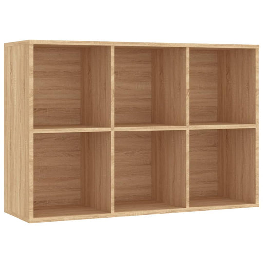 Book cabinet with 6 compartments in Sonoma oak finish, made of sturdy engineered wood for organized storage.