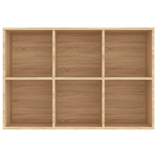 Book cabinet with six spacious compartments in Sonoma oak finish, ideal for organized storage of books and multimedia.