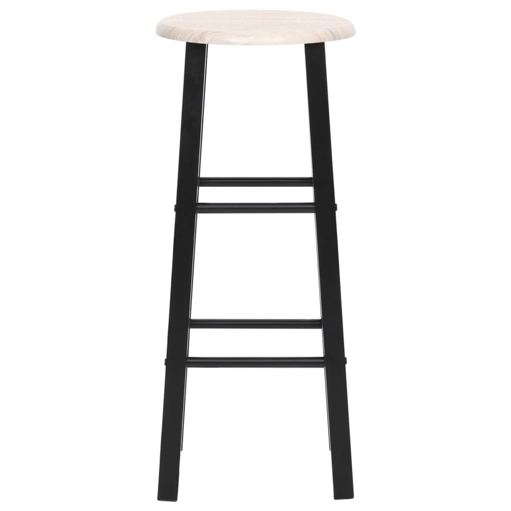 Bar Stools 2 pcs MDF sleek black steel frame with a round wood seat, perfect for dining or bar areas.
