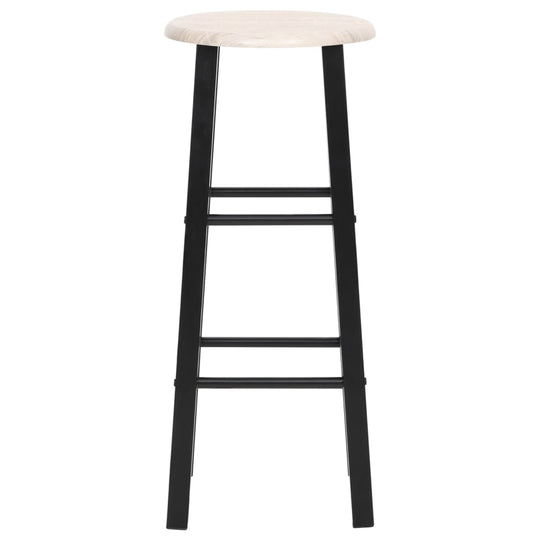 Bar Stools 2 pcs MDF sleek black steel frame with a round wood seat, perfect for dining or bar areas.