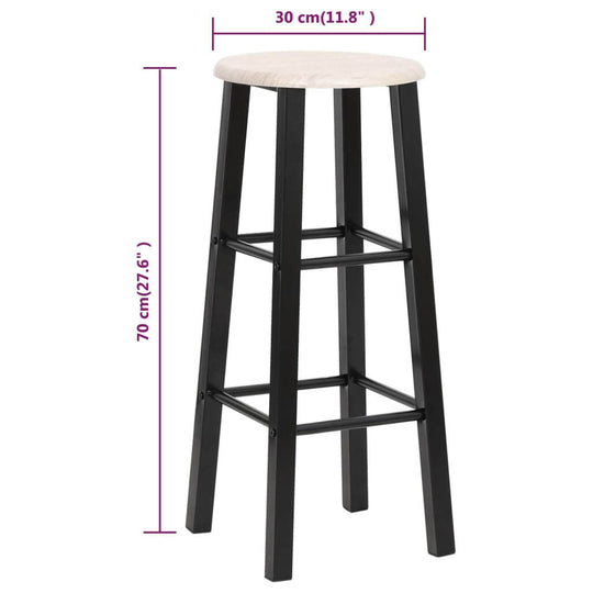Bar Stools 2 pcs MDF, modern black bar stool with wooden seat, height and width dimensions visible in design.