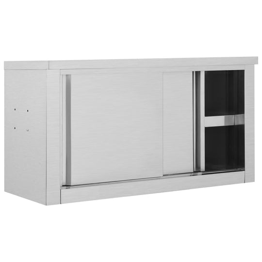 Kitchen Wall Cabinet with Sliding Doors 90x40x50 cm Stainless Steel