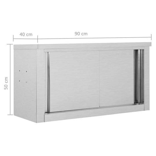 Kitchen Wall Cabinet with Sliding Doors 90x40x50 cm Stainless Steel